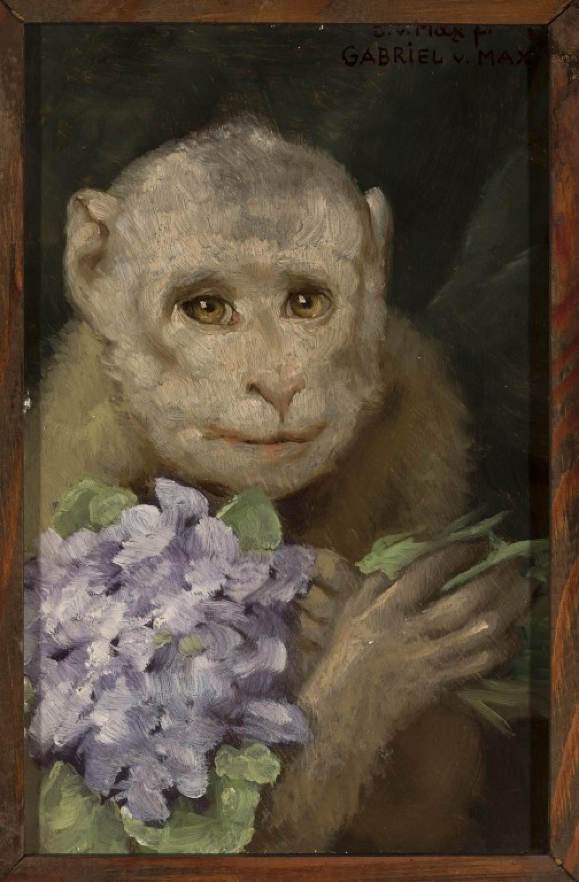 Małpa z bukiecikiem fijołków, Gabriel von Max / fot. MNW